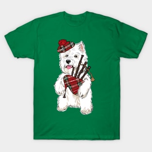 Westie playing a bagpipe T-Shirt